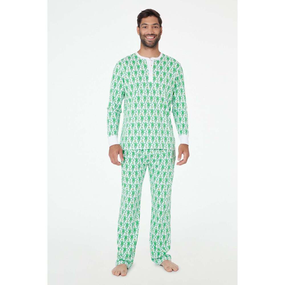 Roller Rabbit Mens Monkey Spencer Pajamas Size XXLEMERALD / XXL